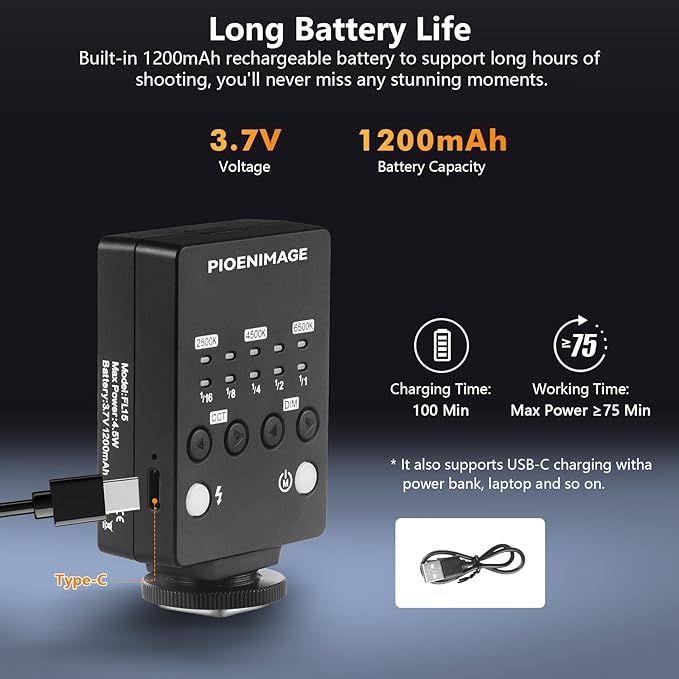 Camera Flash with Video Light, 2500K-6500K Mini Flash Speedlite, Adjustable Brightness Small Camera Speedlight, Universal Single Contact Hot Shoe Mount, Compatible with Canon/Nikon/Sony/Fuji/DSLR