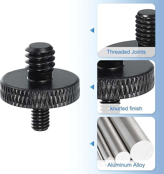 PATIKIL Tripod Screw Adapter 1/4" Male to M4 Male, 2 Pcs Tripod Nut Connectors Camera Mount Screw Camera Double Head Converter for Microphone Holder Magic Arms Accessories, 18 mm