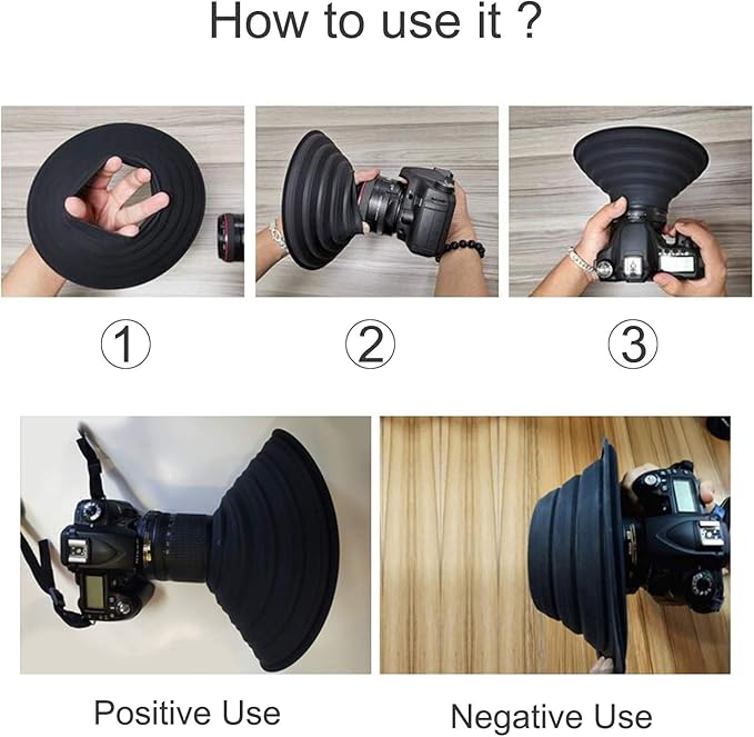 Camera Lens Hood, Collapsible Reversible Filter Thread Rubber Digital Lens Hood DSLR Lens Cap Shade