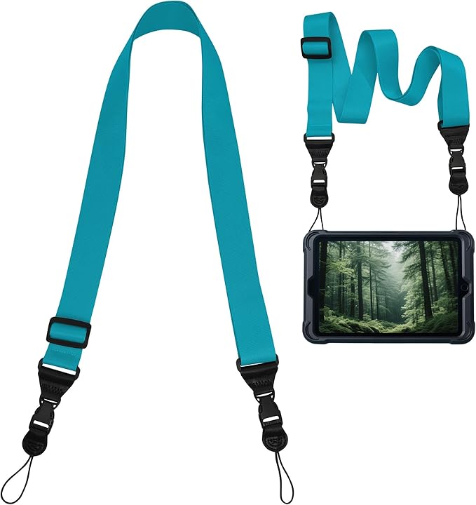 Adjustable iPad Binocular Camera Strap, Comfortable Shoulder Strap Nylon Neck Lanyard for iPad/Samsung Tablet Case,Crossbody Laptop Luggage Bag (Sky Blue)
