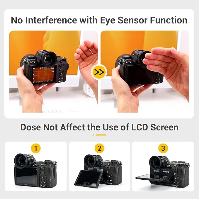 Kiwifotos Soft Round Shape Eyecup Eye Cup Eyepiece for Nikon Z6 III Z6 II Z7 II Z5 II Z6III Z6II Z7II Z5II Z6 Z7 Z5 Mirrorless Cameras, Replace Nikon DK-29 Eyecup, Extended Viewfinder Protection Cover