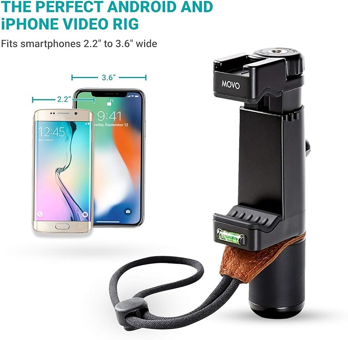 Movo Smartphone Video Rig with Shotgun Microphone, Grip Handle, Wrist Strap, and Lightning Dongle Compatible with iPhone 11, 11 Pro, XS, XR, X, 8, 7, 6S, 6, 5S, 5 and Android - for Vlogging, YouTube