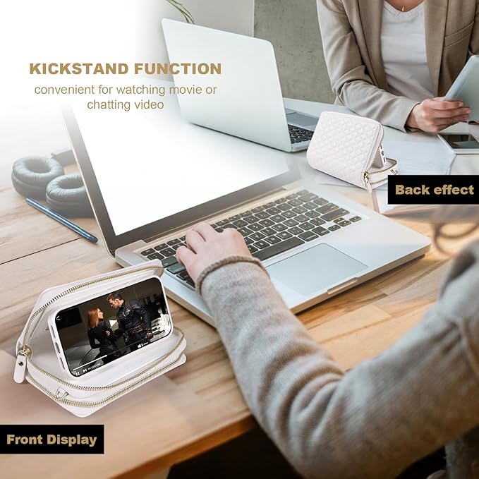 Harryshell Compatible with Samsung Galaxy S25 Ultra Case Wallet Multi Zipper Detachable Removable Cover Purse with Card Slots Holder Mirror Crossbody Strap (Compatible with Magsafe - White)