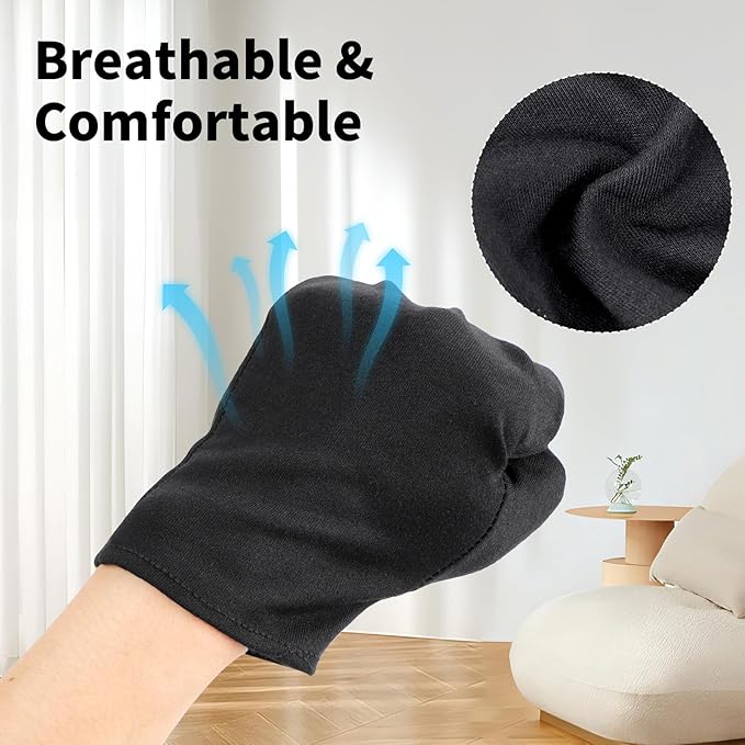ENPOINT Touch Screen Gloves, Black Cotton Gloves for Dry Hands Sleeping, Black Gloves Men and Women Moisturizing Gloves, Black Work Gloves for Coin Handling, Jewelry, Photography, 5 Pairs Extra Large