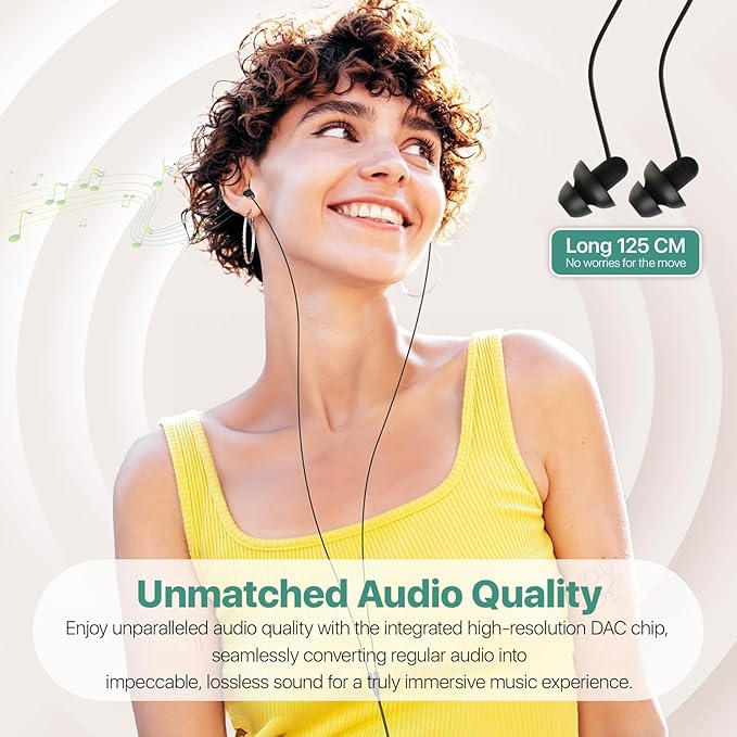 Hearprotek Sleep Headphones, 1 Pair USB C Wired Earbuds with Soft Silicone Noise Reduction Type C Earbuds with Microphone, Ideal for Sleeping, snoring, Relaxation (Black)