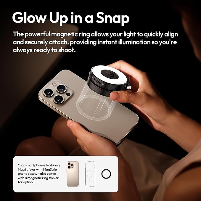 ULANZI LM23 Magnetic Ring Light for iPhone MagSafe — 360° LED Selfie & Vlog Fill Light