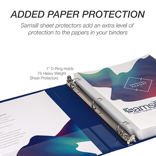 Samsill Durable 1 inch 3 Ring Binder, Made in USA, D Ring Binder, Customizable Clear View Cover, Basic Assortment, 4 Pack