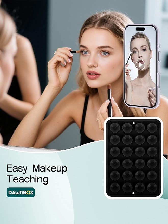 Silicone Suction Phone Case Adhesive Mount - Hands-Free, Strong Grip Holder for Selfies and Videos - Compatible iPhone and Android Compatible - 2Pcs Black