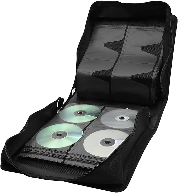 Bright Creations Juvale DVD Storage Binder Case - 400-Disc Capacity, Black Faux Leather & Nylon - Disc Binder & CD Holder, DVD Case Organizer & Movie Storage