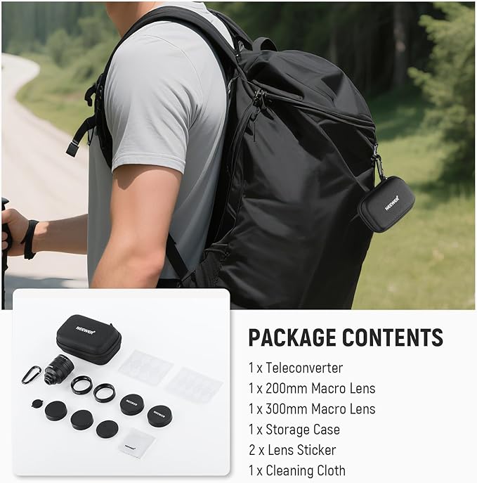 NEEWER 2X Converter with 200mm & 300mm Macro Lenses for Phone Camera Telephoto Lens Only, 7 Elements in 5 Groups, 17mm Thread Compatible with iPhone Android Samsung Xiaomi Phone Cage/Case, LS-79