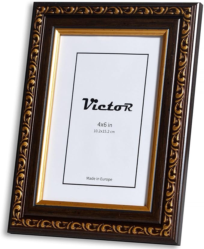 VictoR Picture Frame Chagall 4x6 Black Gold - Vintage Picture Frames with Shutterproof Acrylic Glass - 4 x 6 Photo Frame - Black Picture Frames - Antique