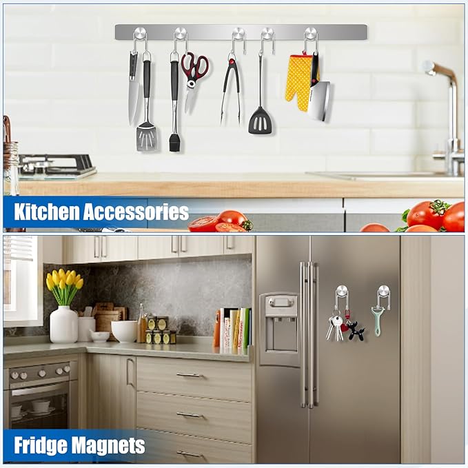 LOVIMAG Magnetic Hooks, 50lbs+ 2026 Cruise Cabin Ship Essentials Magnet Hook Heavy Duty Strong Magnets Refrigerator Fridge Hanging for Classroom Beach Vacation Kitchen Home Must Haves 5 Pcs (Silver)
