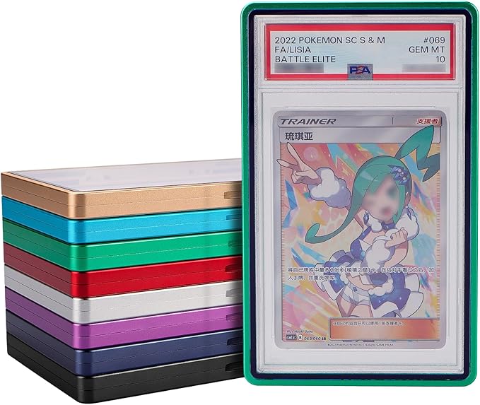 PSA Slab Bumper Case, Metal Graded Cards Slab Magnetic Protector for 35pt PSA/CGC/CCIC Graded Cards|Scratch Resistant | Stackable | UV Resistant | Green