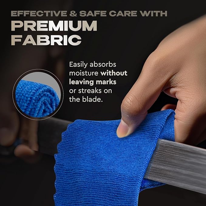 Sword Katana Knife Cleaning Kit - Maintenance Set with 2 Choji Oil - Large Microfiber - Japanese Wooden Stoarge Box - Uchiko Ball - Hammer - 4 Mekugi - Care for Samurai Katanas Swords - Storage Cases