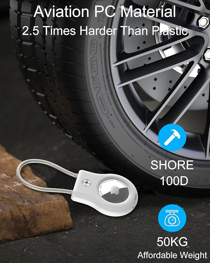 SCALLOP for Airtag (1st & 2nd Gen) Holder with Wire Cable,Durable-Resistant-Secure Airtag Keychain,360°Protective AirTag Case Accessory for Keys, Key Chain,Luggage Compatible Apple Air tag