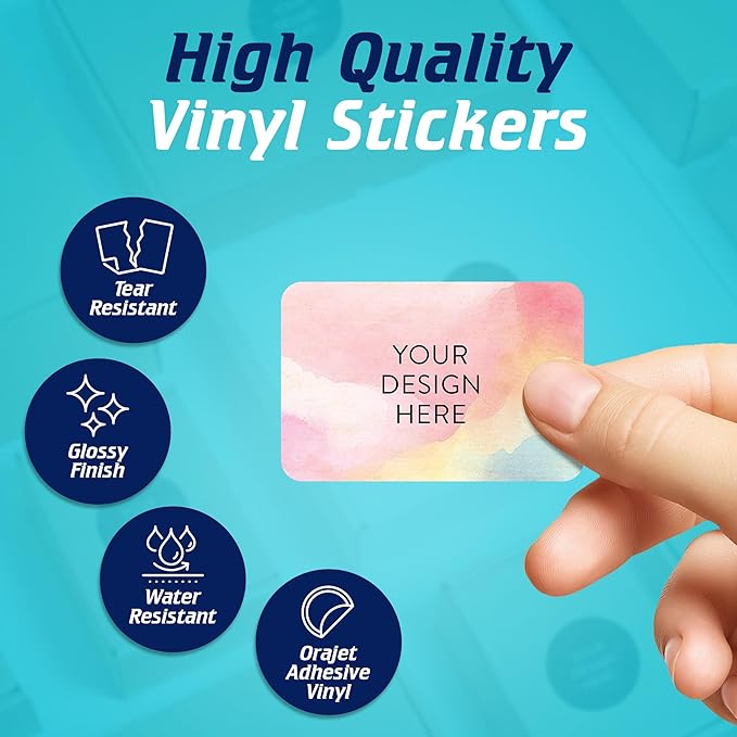 100 Custom Vinyl Stickers - Upload Your own Image, Text, Design, Logo - Personalized Logo Labels for Handmade, Packaging, Bottle, Jars, Candle, Brand Stickers (Watercolor, 5x3)