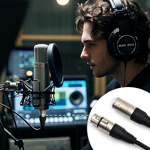 (4-Pack) 25 Foot, XLR Microphone Cable 3-pin XLR Speaker Cable Male to Female Balanced Mic Cable, Black
