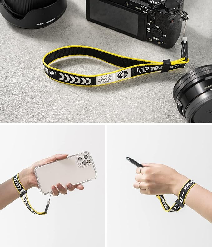 Ringke Hand Strap [Phone Wrist Strap] Designed for Camera Strap and Phone Strap, Adjustable Sturdy Universal Lanyard Compatible with Camera and Phone Case - Ticket Band Black