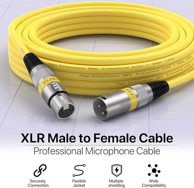 EBXYA XLR Cable 6ft 10 Pack 3 Pins Balanced XLR Microphone Cable Male to Female Suitable for Audio Mixer, Speaker Systems, Radio Station