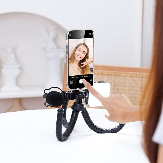 JJC Magnetic Flexible Phone Tripod for iPhone, Bendable Octopus Tripod with 1/4" Screw & Gopro Mount Compatible with iPhone Android Phone Gopro Digital Camera for Video Recording Vlogging