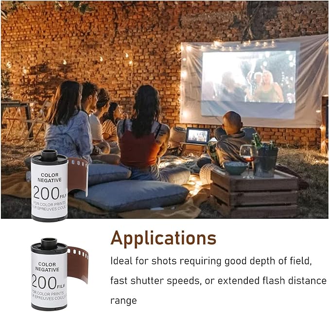 2 Roll 35mm Camera Color Film, ISO200 8 Sheets Each High Definition Colour Print Camera Film Wide Exposure HD Color Negative Cine for Beginners Photography
