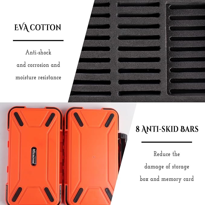 Micscrew 36 Slots Memory Card Case Orange with 36 Transparent Holders & 40 Writable Labels, SD Card Storage Case & Organizer for Camera Memory Cards