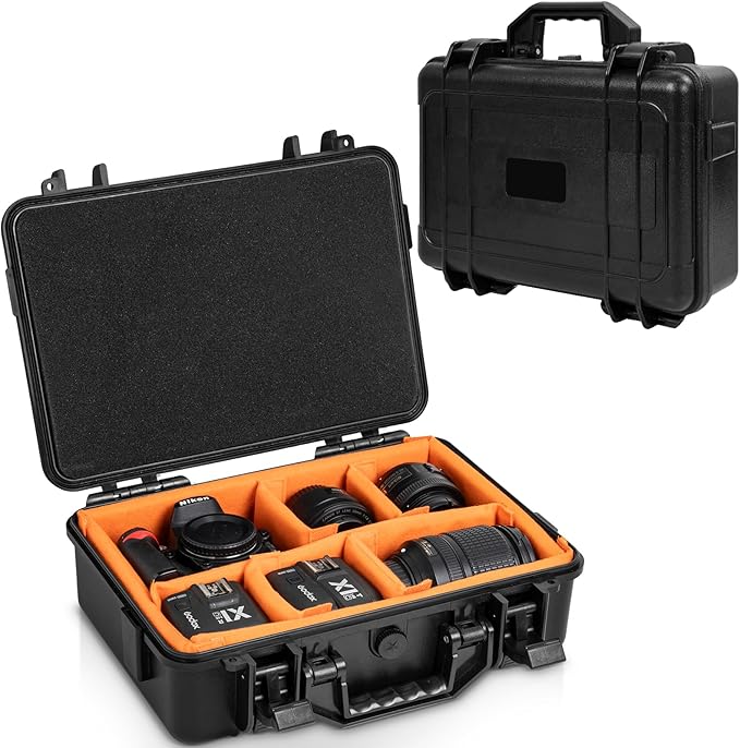 GYXZ Protective Camera Case 11.8 X 7.5 X 4.3 Inch Shockproof Water-resistant with Adjustable Dividers (Can hold cameras, pistols, gear, equipment)