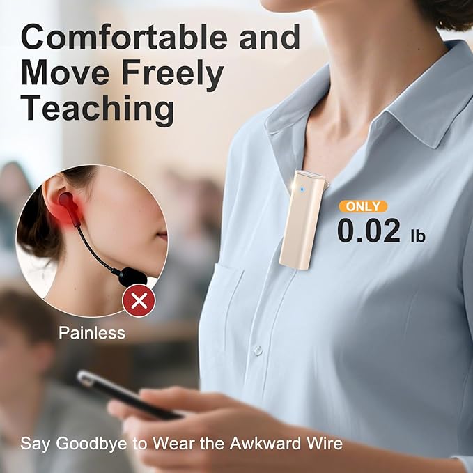 PRUNUS A10 Voice Amplifier Wireless with Lavalier Microphone Charging &Storage,Portable Voice Amplifier with Laple Mic Speaker,Mini Voice Amplifier for Classroom,Speech,Training Outdoor (Beige)