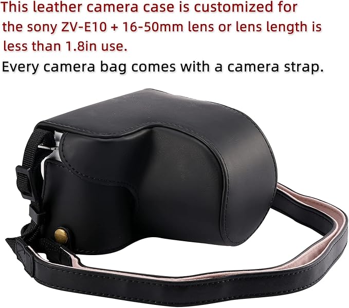 Hargedis XEVN for Sony ZV-E10 case,for Sony ZV-E10 case,Premium PU Full Body Leather Camera Case Bag for Sony Alpha ZV-E10 Fit 16-50mm Lens with Camera Shoulder Strap