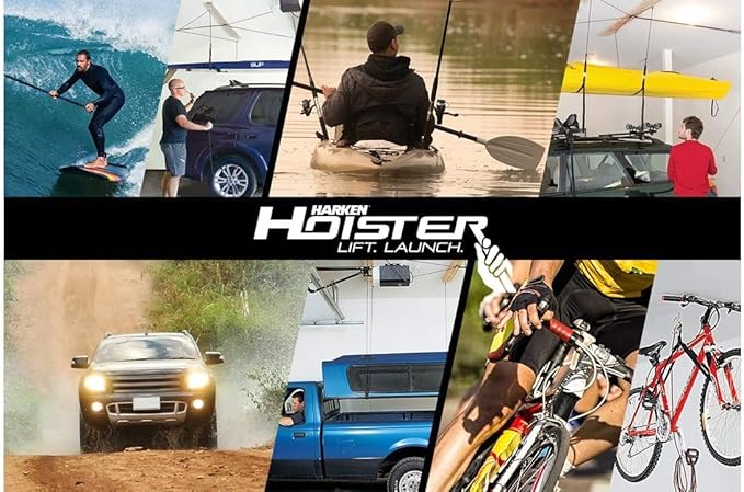 HARKEN - Truck Cap Overhead Garage Storage Hoist, Self-Leveling, Safe Anti-Drop System, Easy One-Person Operation, Smart Garage Organization - 7806.12