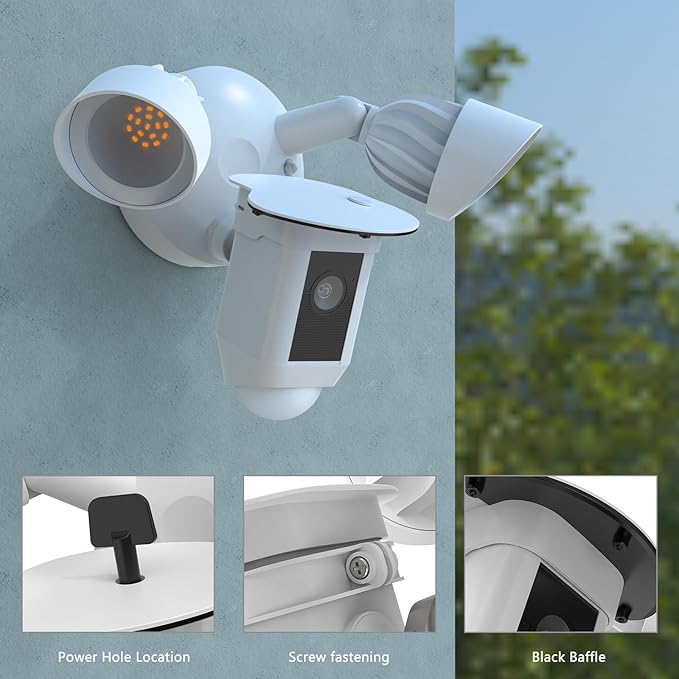 HOLACA Sun Rain Shade Camera Cover for R-ing Floodlight Cam Wired Plus (2021 Release), White