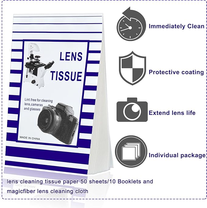 Outus 1500 Pcs Lens Cleaning Paper Tissue and 2 Double Sided Cleaning Cloth-Lens Cleaning Paper for Camera Lenses, Microscopes, Computer Screens, Magnifiers, Glasses