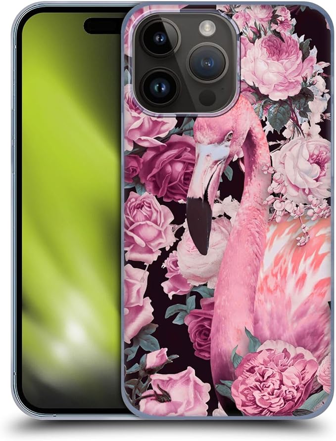 Head Case Designs Officially Licensed LebensArt Flamingo and Roses Birds and Floral Hard Back Case Compatible with Apple iPhone 15 Pro Max