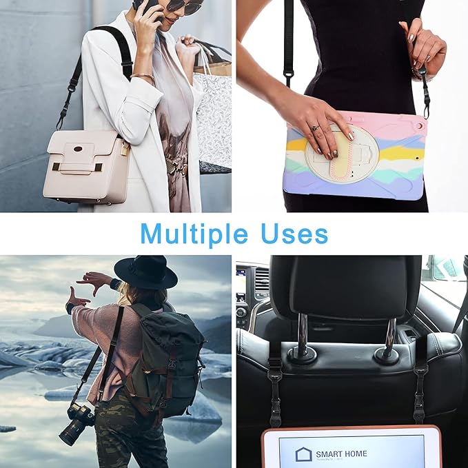 TIMISM Shoulder Strap, 59 inch Adjustable Removable Shoulder Straps, Sturdy Nylon Comfortable Shoulder Strap, Universal Replacement Strap Holder Cross Body for Tablet Case/Camera/Crossbody Bag, Black
