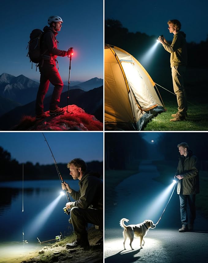 Rechargeable EDC Flashlight, Bright 3300 Lumens Pocket Flashlight, Mini Flashlights with Luminous Shell & Magnetic- IPX5 Waterproof Flashlights for Camping, Emergency & Hands-Free Use