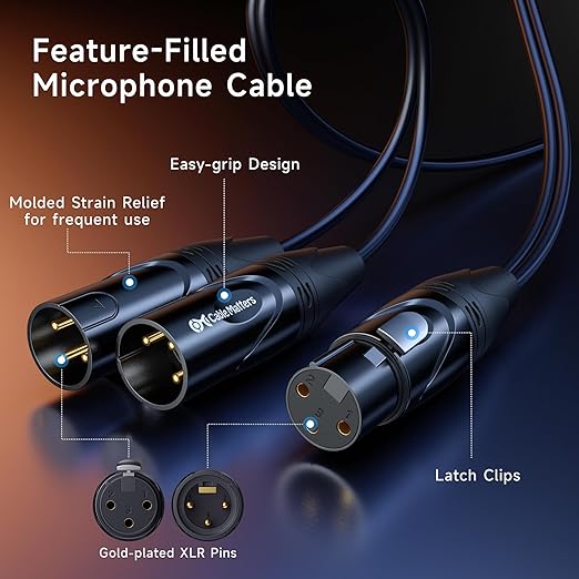 Cable Matters Balanced XLR Splitter Cable - 6ft, XLR Y Cable 2 Male to 1 Female