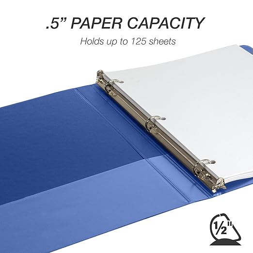 Samsill Durable 0.5 Inch Binder, Made in USA, D Ring Binder, FSC 100% Recycled Chipboard, Blue, 4 Pack