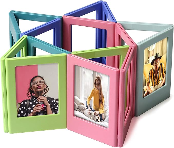 15 Pack Magnetic Small 2x3 Picture Frames for Polaroid Fujifilm Instax Mini Film, Cute Multiple Colorful Tiny Small 2 by 3 Inch Collage Photo Display Bulk Set for Fridge