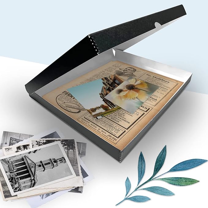 Golden State Art, Archival Folio Storage Box 16x20, Clamshell Design with Metal Edge, Preserve And Store Photos Documents Cards Prints Arts Crafts DIY, Black
