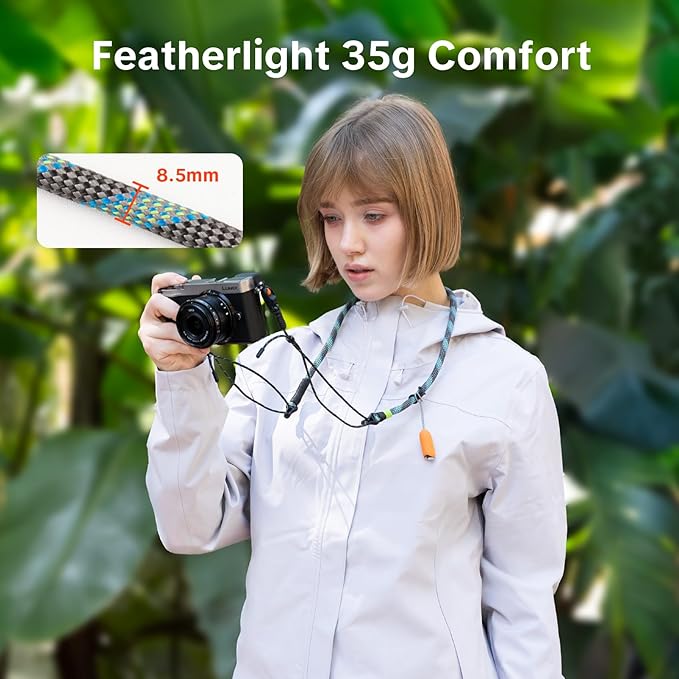PGYTECH Camera Shoulder Strap Slim Outdoor Style, Adjustable 32.2-53.5in Quick Release Neck Strap for Compact Camera/Mirrorless/Phone, Abrasion-resistant, 66.1lb Capacity, Aurora Blue