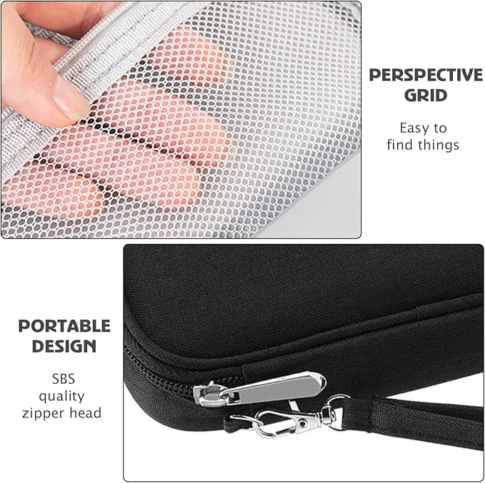 TKSDWBLTY 1Pcs Portable Cable Organizer Bag Small Electronic Cable Pouch Electronics Accessories Organizer Travel Digital Storage Bag for Power Bank Charger Card, Black