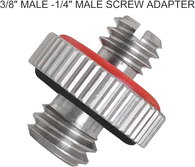 2PCS 1/4 Male to 3/8 Male Threaded Tripod Screw Adapter Conversion Screw with Rubber Grip and Groove Stainless Steel Silver for DSLR Monopods