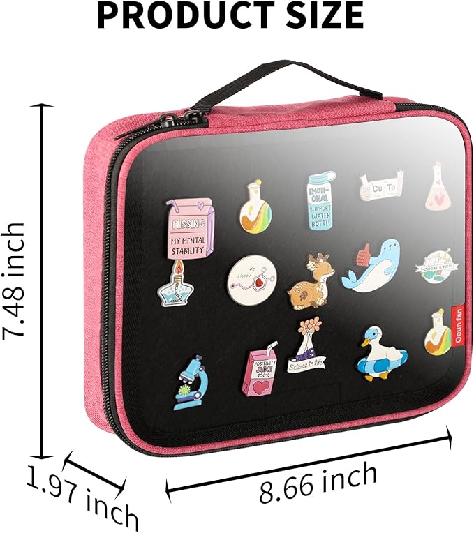 Enamel Pin Display Book, Small Collections or Travel Pin Trading Book, Pin Collector Display Bag,6-Page Pin Display Board,Pin Display Case (Rose Red)
