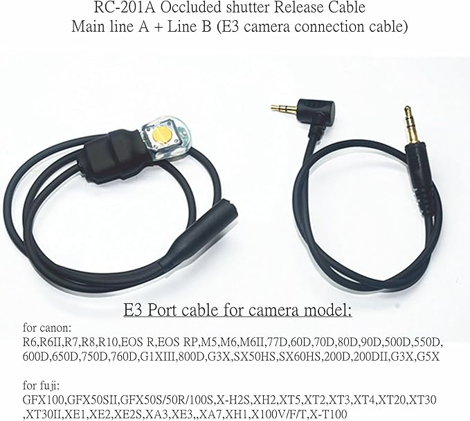 Bite Switch Parachute photography photography, switch shutter The RC-201A -E3 Camera shutter release cable DIY bite control cable for fuji gfx100s/50/50s ii xt3 xt4 gh2s cano 80d 90d 800d 77d