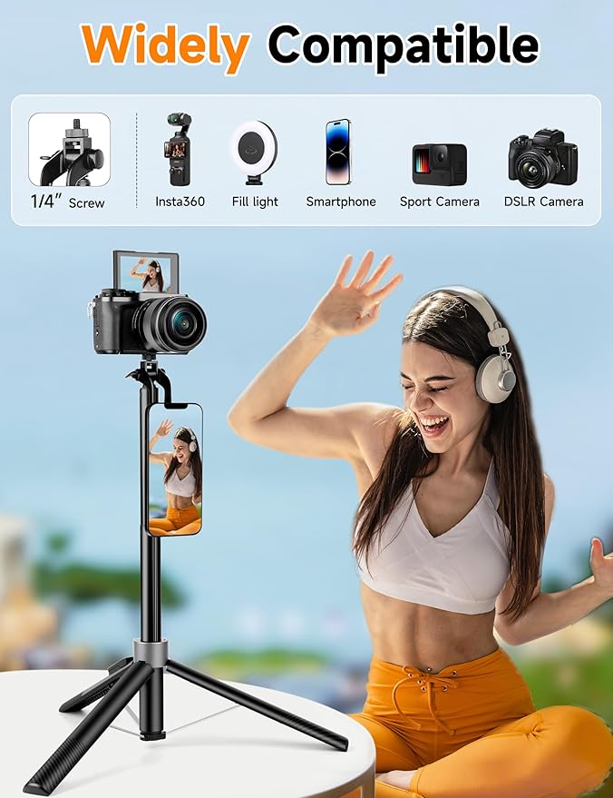 70" Magnetic Phone Tripod, Selfie Stick Tripod for iPhone Magsafe with Rechargeable Remote & 2 in 1 Magnetic Holder, Portable Cellphone Stand for Recording Travel, Compatible with iPhone and Android