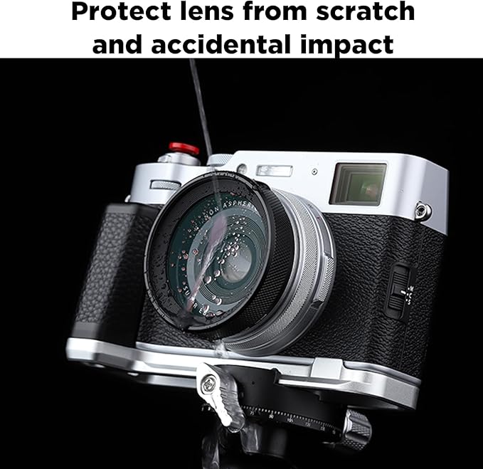 Haoge LUV-X54B Metal Lens Hood with MC UV Protection Multicoated Ultraviolet Lens Filter for Fujifilm X100VI Fuji X100V Camera Black