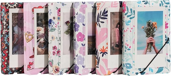 Mini 2x3 Small Polaroid Photo Album Book For 3 Inch Fujifilm Instax Mini 12 11 9 99 8 7+ 40 EVO Camera Film, HP Sprocket, K-pop Photocards. (Modern Floral, 1 Pack)