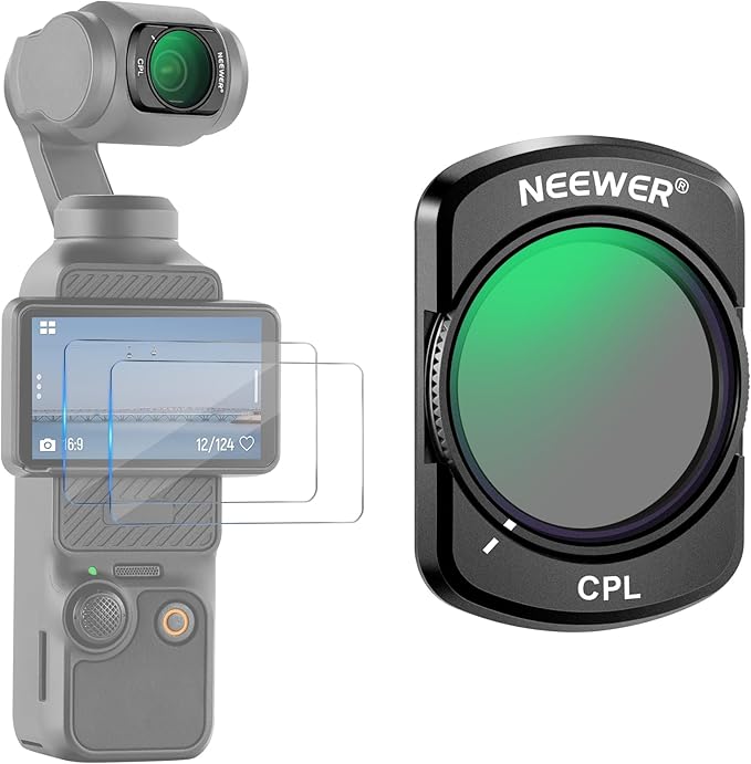 NEEWER Magnetic CPL Filter Compatible with DJI Osmo Pocket 3 Creator Combo Accessories, Multi Coated Circular Polarizer Filter Kit with 2 Screen Protectors, Action Camera Accessories