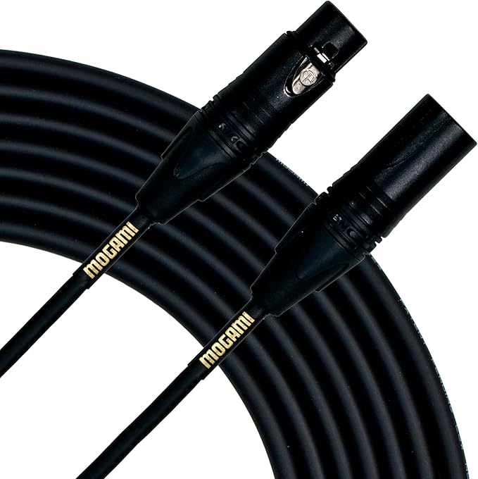 Mogami Gold Studio 50 XLR to XLR Quad Conductor Patch Cable 50 feet with Gold Contacts, XLRM-XLRF Connectors, Pro Audio Noise-Free