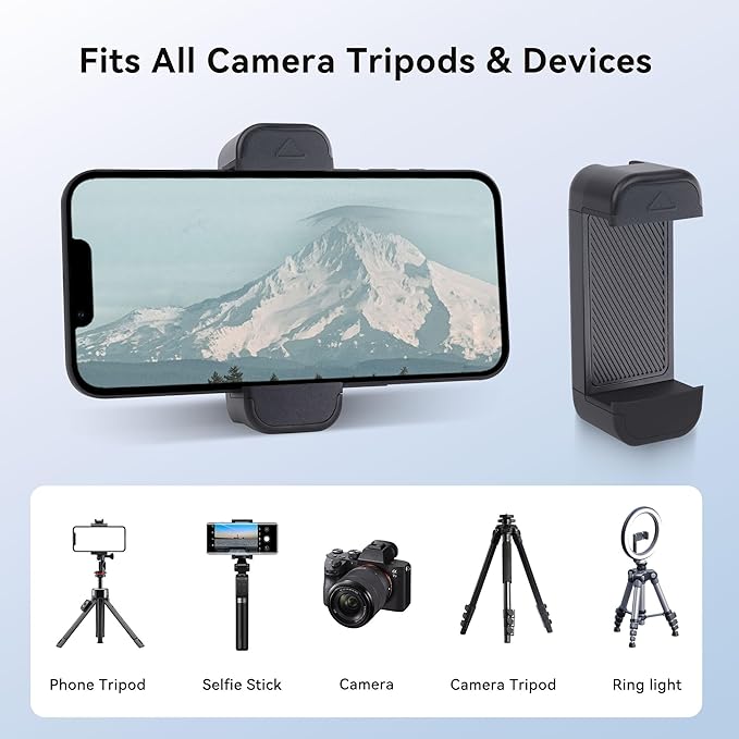 Phone Tripod Mount with Cold Shoes, Universal Cell Phone Tripod Mount Adapter, Smartphone Holder Adapter with 1/4 inch Screw, Phone Holder Clip Connector Head for Monopod Selfie Stick Flexible（812001）